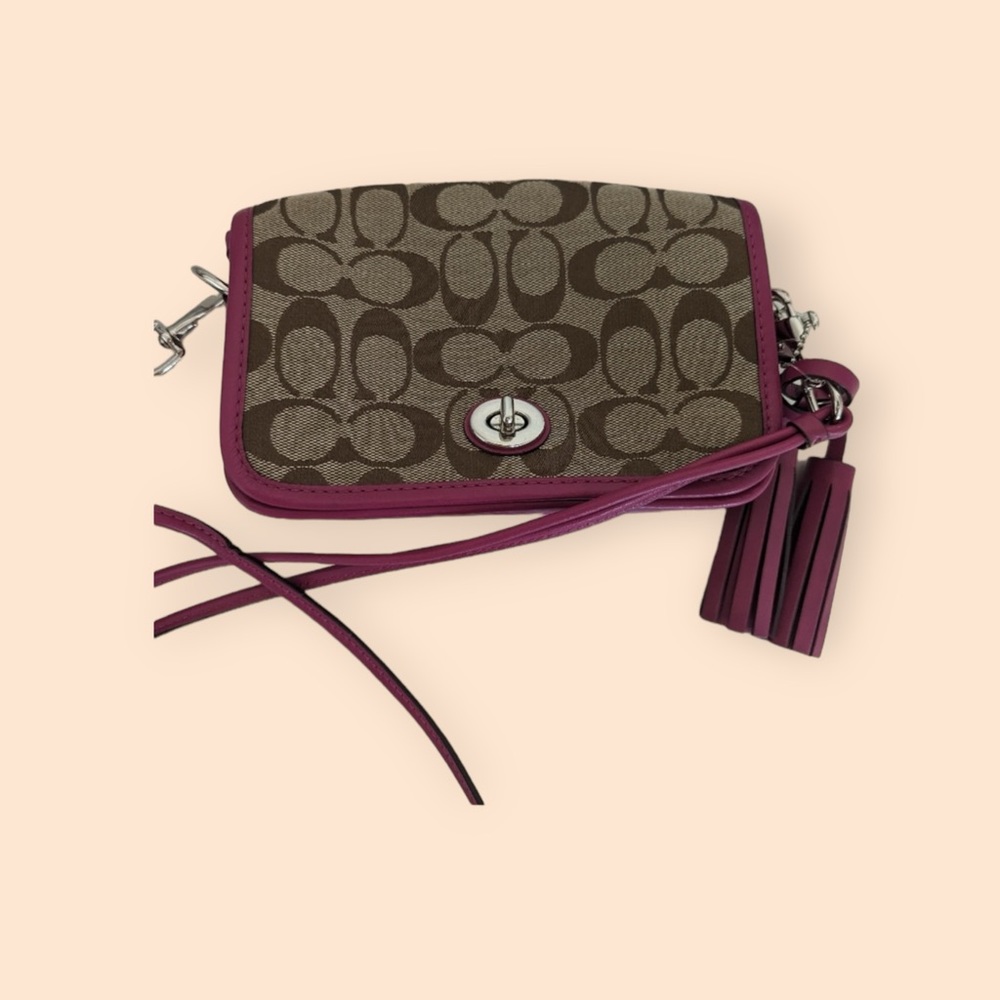 COACH Like New Legacy Signature Penny Canvas Leather Shoulder Bag